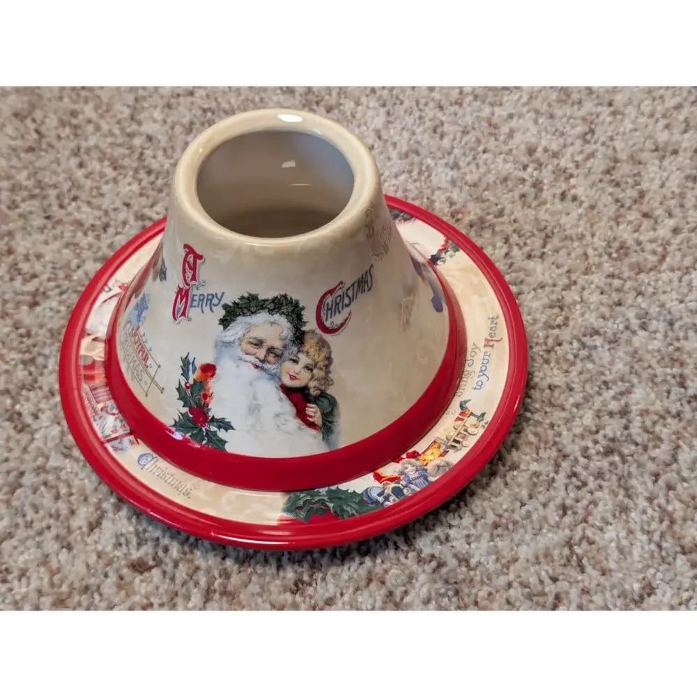 Yankee Candle Christmas Past Shade & Tray Plate Set Vintage Santa Ceramic1208535